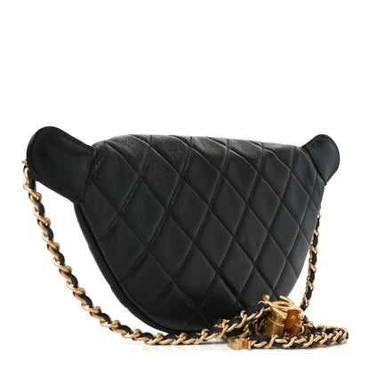 Chanel Shiny Lambskin Quilted CC Slide Waist Bag Fanny Pack Black 2 of 10