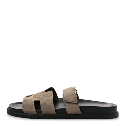 Hermes Suede Goatskin Mens Chypre Sandals 45 Beige Argile 1 of 12