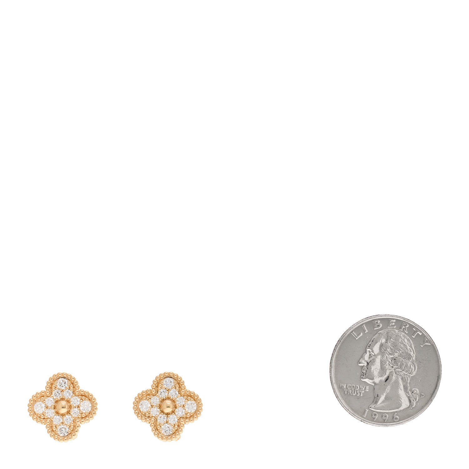 Van Cleef & Arpels 18K Yellow Gold Diamond Vintage Alhambra Earrings 2 of 5