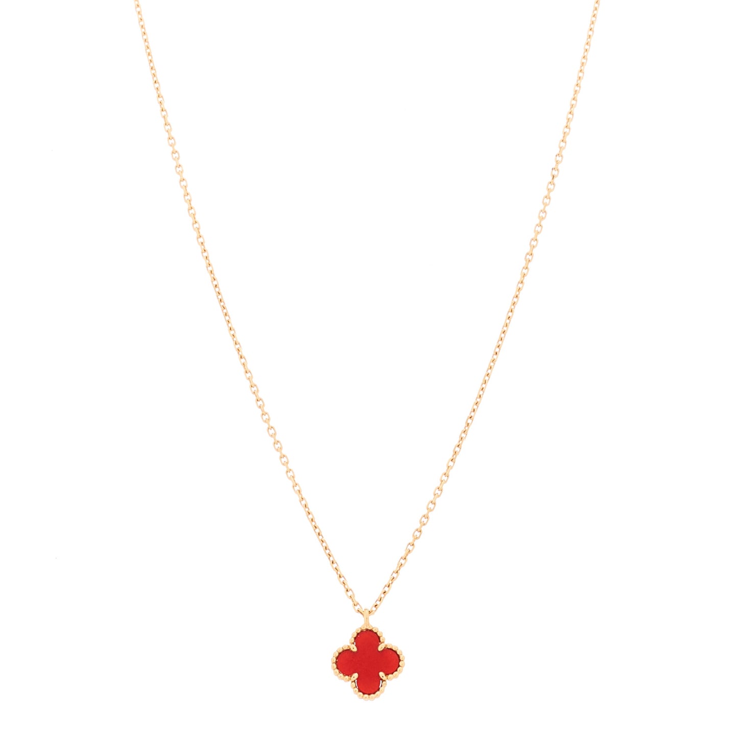 18k Rose Gold Carnelian Sweet Alhambra Heart Pendant Necklace