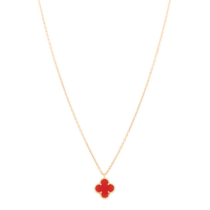 Van Cleef & Arpels 18k Rose Gold Carnelian Sweet Alhambra Heart Pendant Necklace 1 of 6