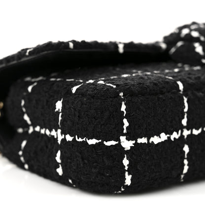 Chanel Tweed Quilted East West Camellia Clutch  Black White 9 of 11