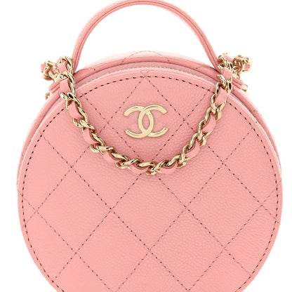 Chanel Caviar Quilted Round Handle With Care Vanity With Chain Pink 9 of 12