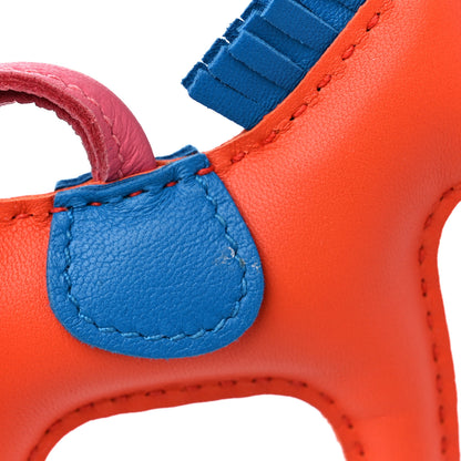 Hermes Milo Lambskin Grigri Rodeo Horse Bag Charm PM Orange Poppy Bleu Zanzibar Rose Azalee 3 of 5
