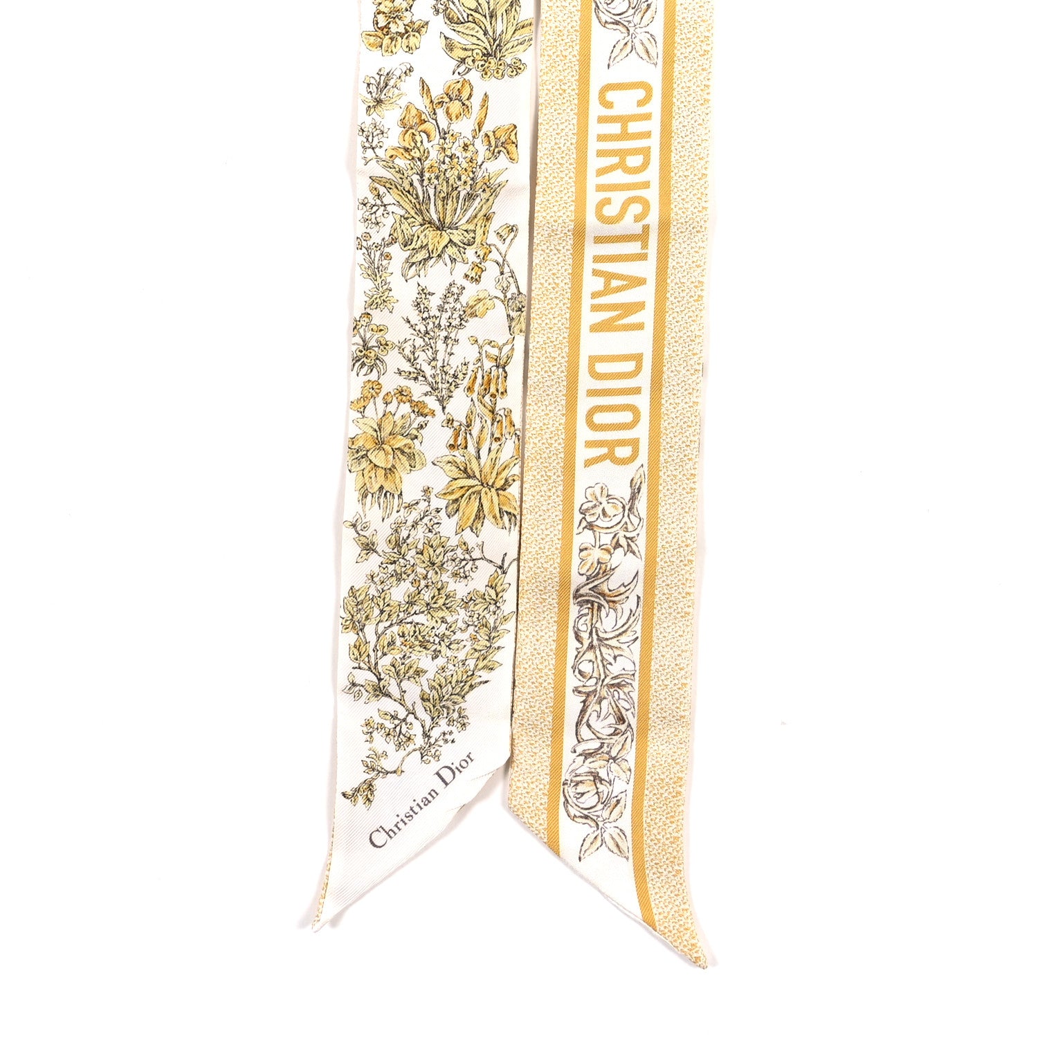 Christian Dior Silk Floral Mitzah Scarf Yellow 2 of 3