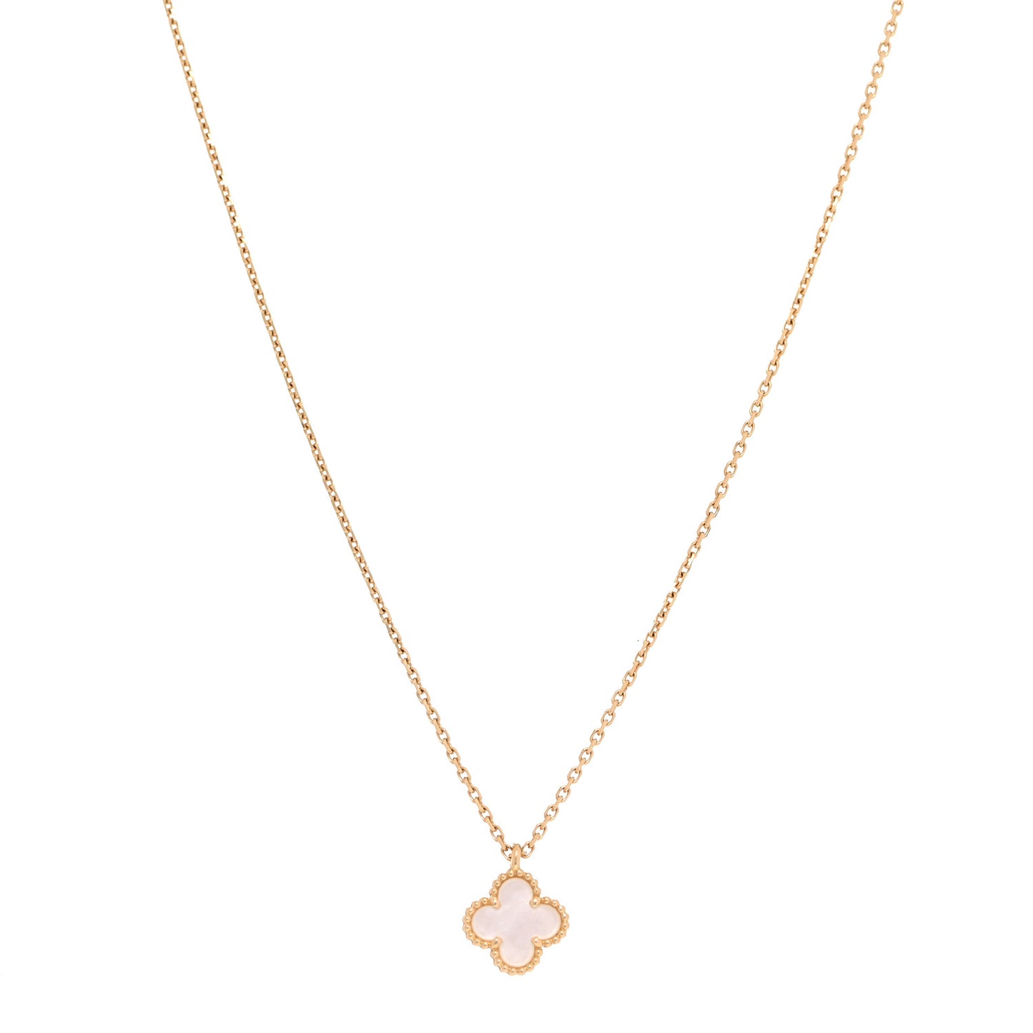 18K Yellow Gold Mother of Pearl Sweet Alhambra Pendant Necklace