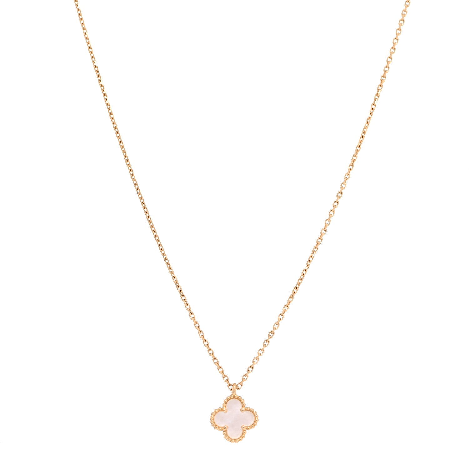 Van Cleef & Arpels 18K Yellow Gold Mother of Pearl Sweet Alhambra Pendant Necklace 1 of 8
