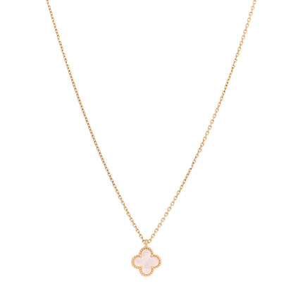 Van Cleef & Arpels 18K Yellow Gold Mother of Pearl Sweet Alhambra Pendant Necklace 1 of 8