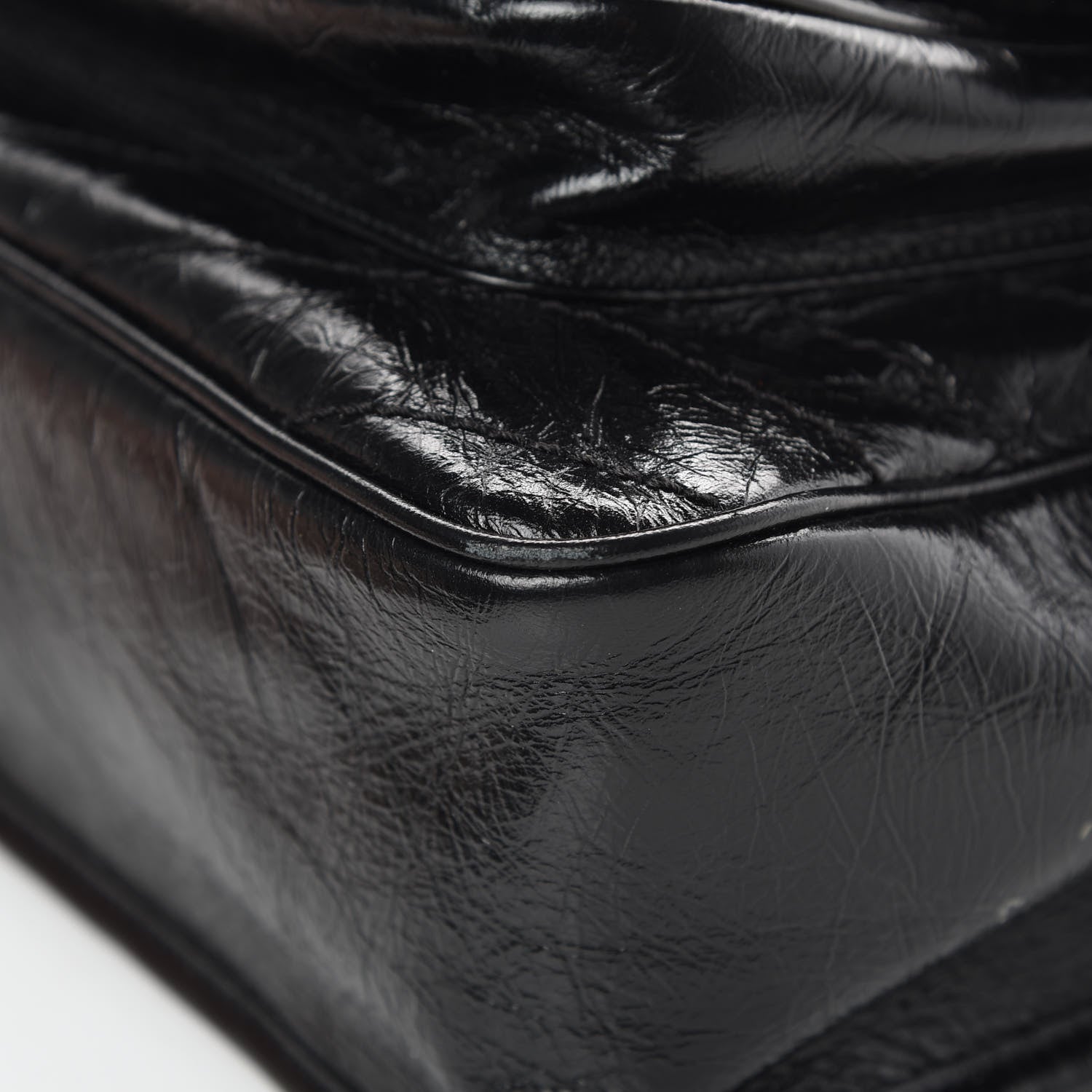 Saint Laurent Crinkled Calfskin Matelasse Monogram Large Niki Chain Satchel Black 10 of 20