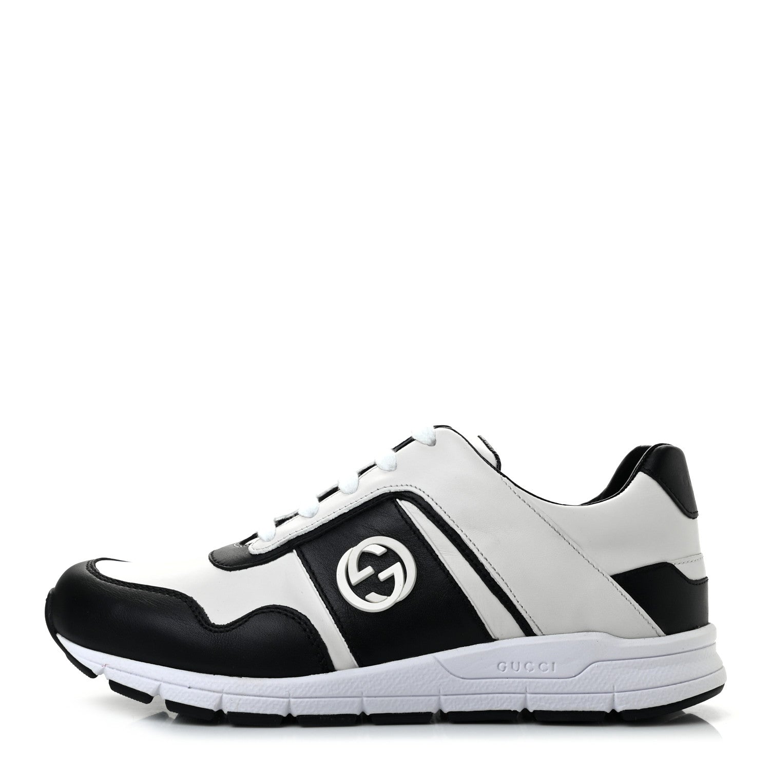 Gucci Calfskin Womens Interlocking G Sneakers 38 Black White 1 of 7