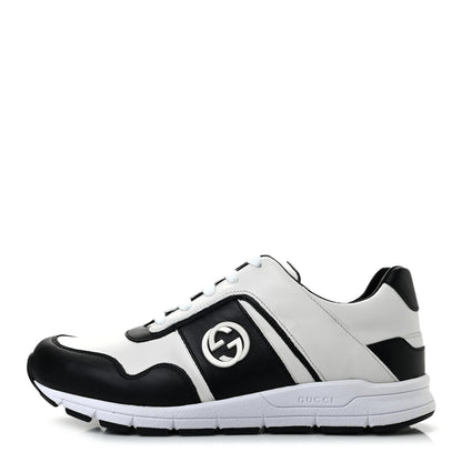 Gucci Calfskin Womens Interlocking G Sneakers 38 Black White 1 of 7