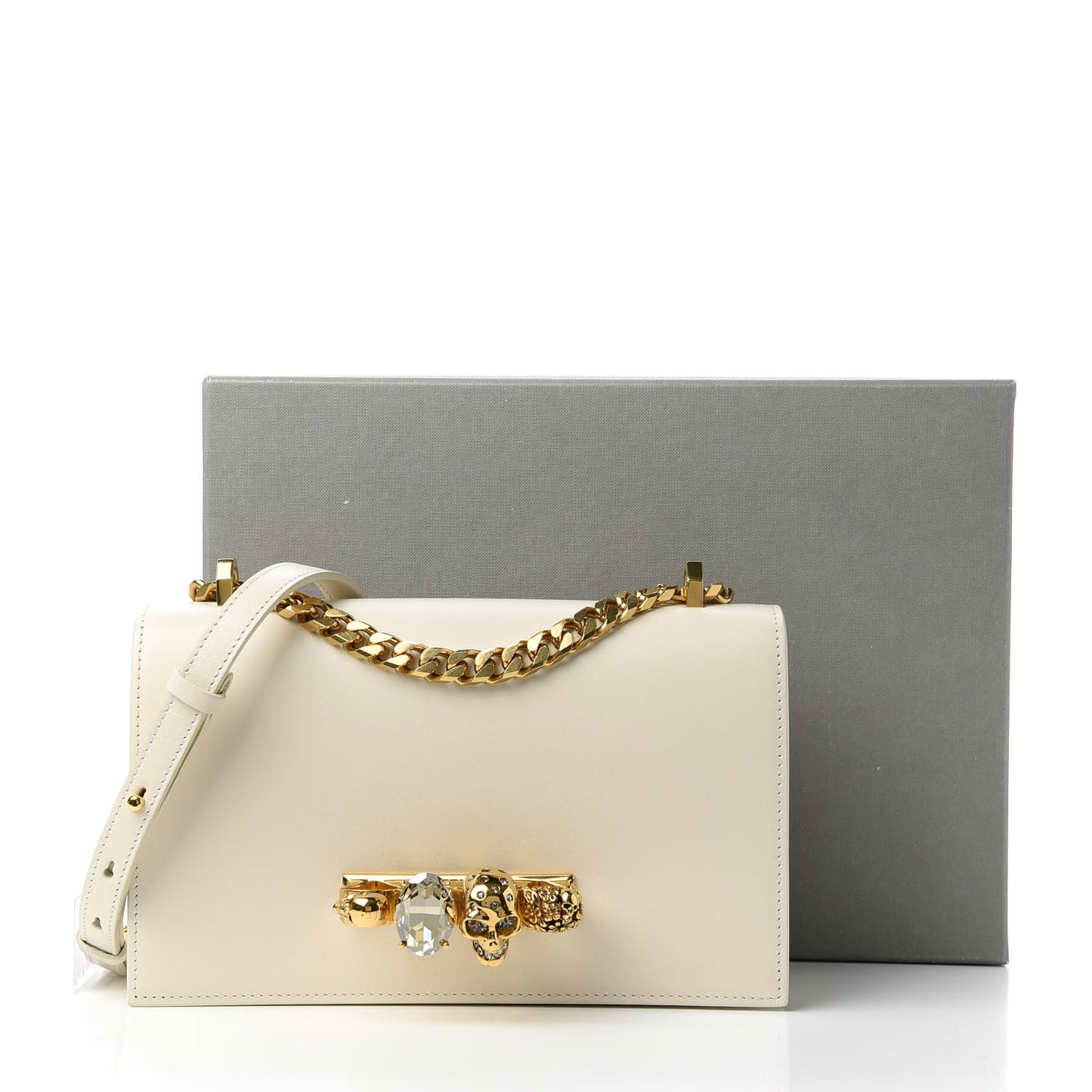 Calfskin Knuckle Shoulder Bag Off White