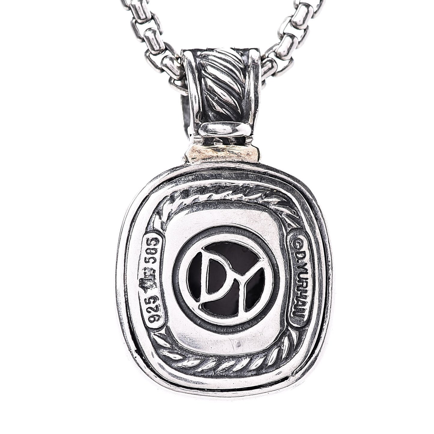 Sterling Silver 14K Yellow Gold Black Onyx Albion Pendant Necklace