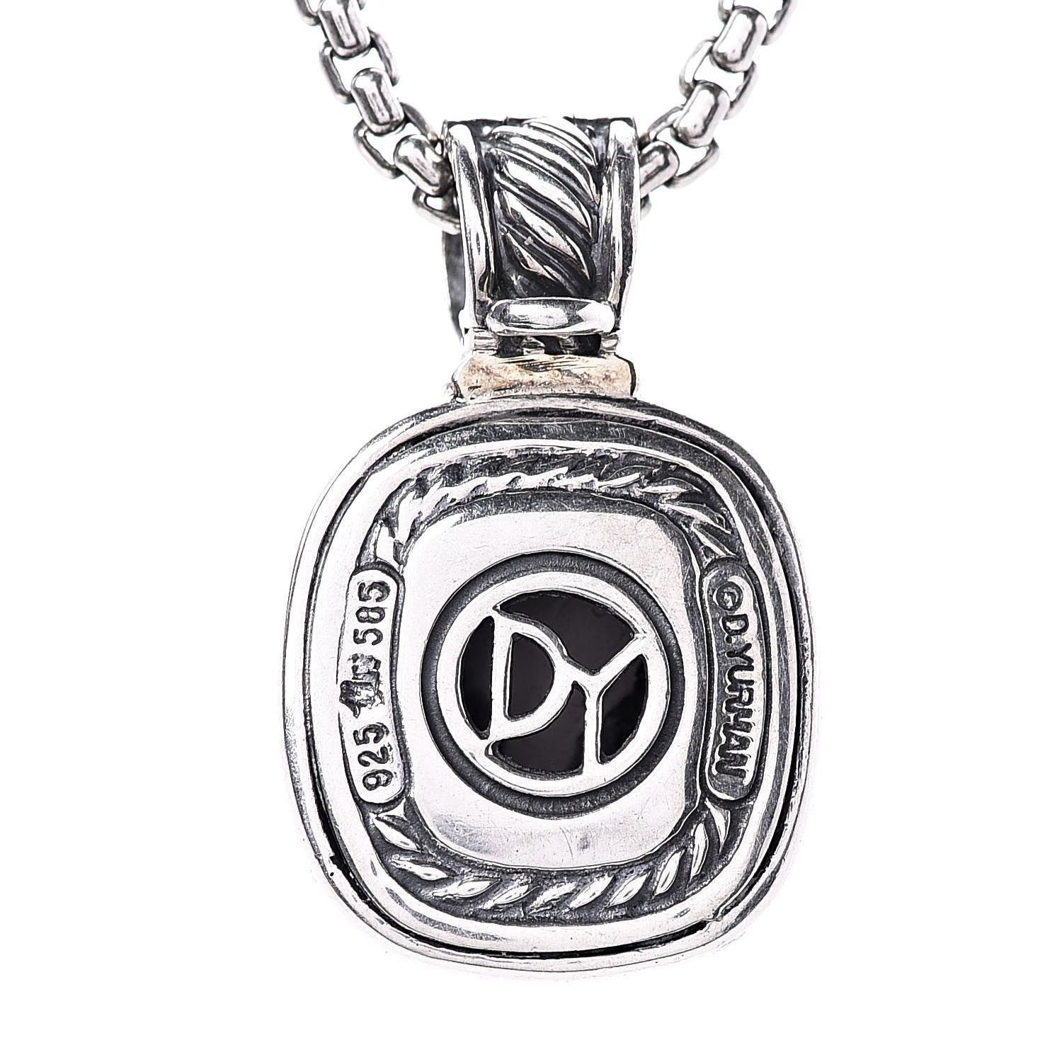 David Yurman Sterling Silver 14K Yellow Gold Black Onyx Albion Pendant Necklace 5 of 7