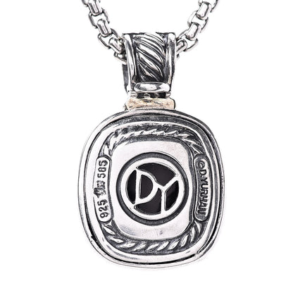 David Yurman Sterling Silver 14K Yellow Gold Black Onyx Albion Pendant Necklace 5 of 7