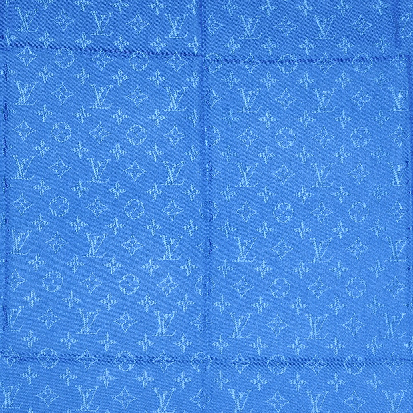 Wool Silk Monogram Shawl Blue