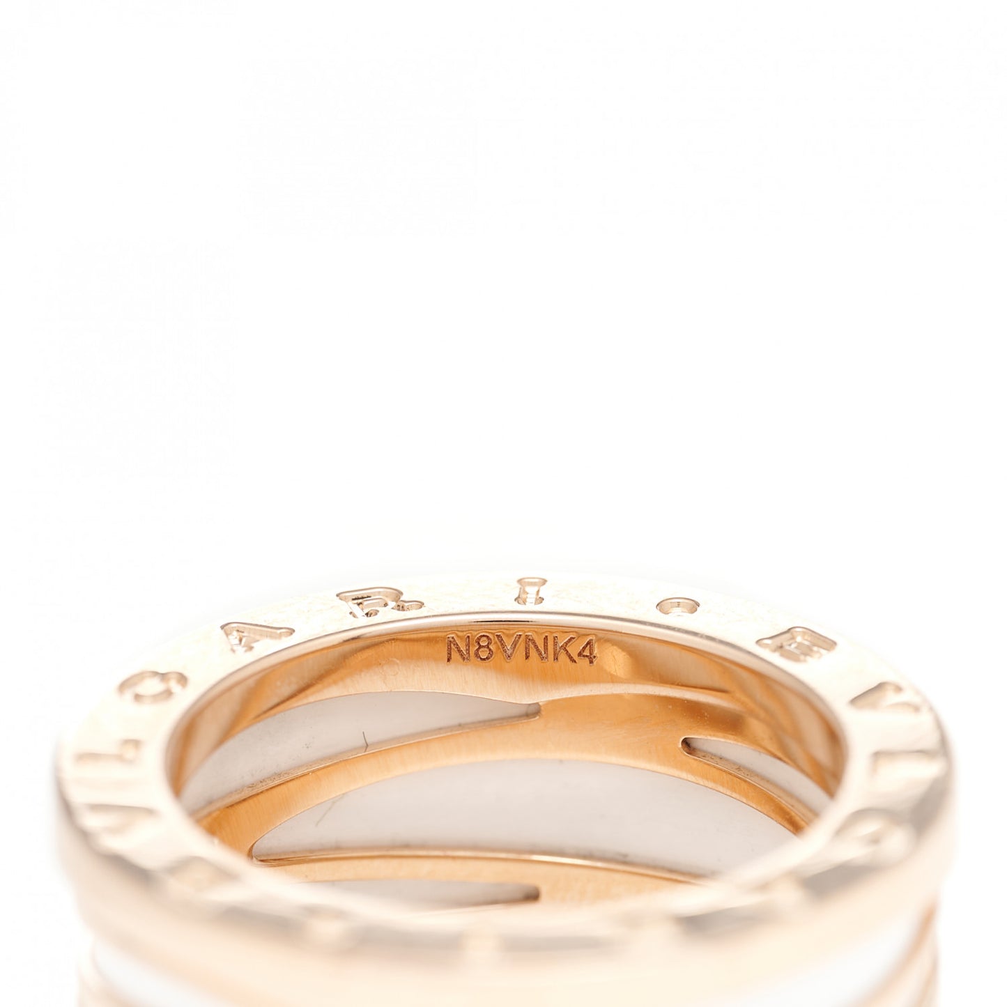18K Rose Gold White Ceramic B.Zero1 Legend Four-Band Ring 57 8