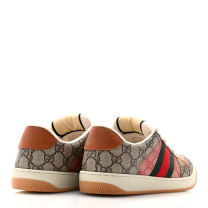 Gucci GG Supreme Monogram Harness Calfskin Web Womens Screener Sneakers 37.5 Beige Ebony Rosso Harness Brown 4 of 12