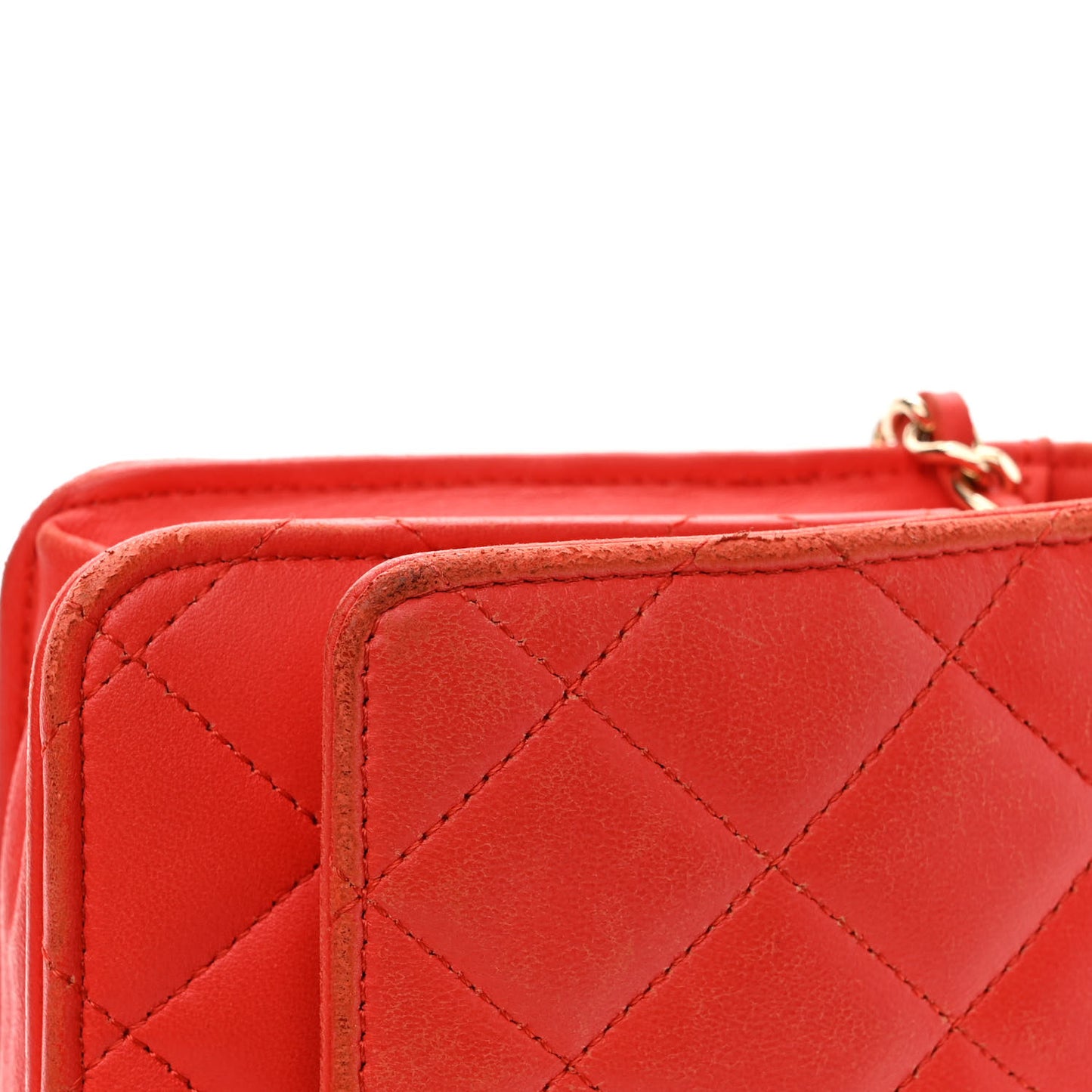 Lambskin Quilted Wallet On Chain WOC Red