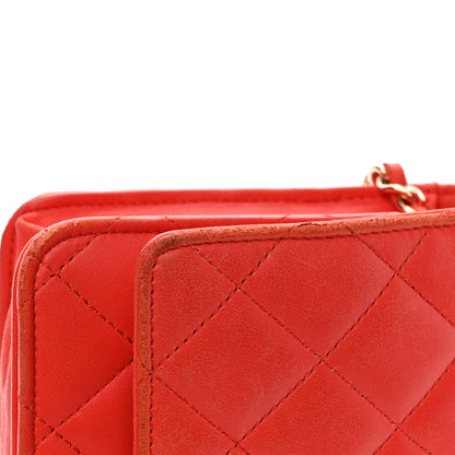 Chanel Lambskin Quilted Wallet On Chain WOC Red 13 of 17