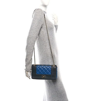 Chanel Sheepskin Quilted Small Mademoiselle Flap Black Blue 2 of 11