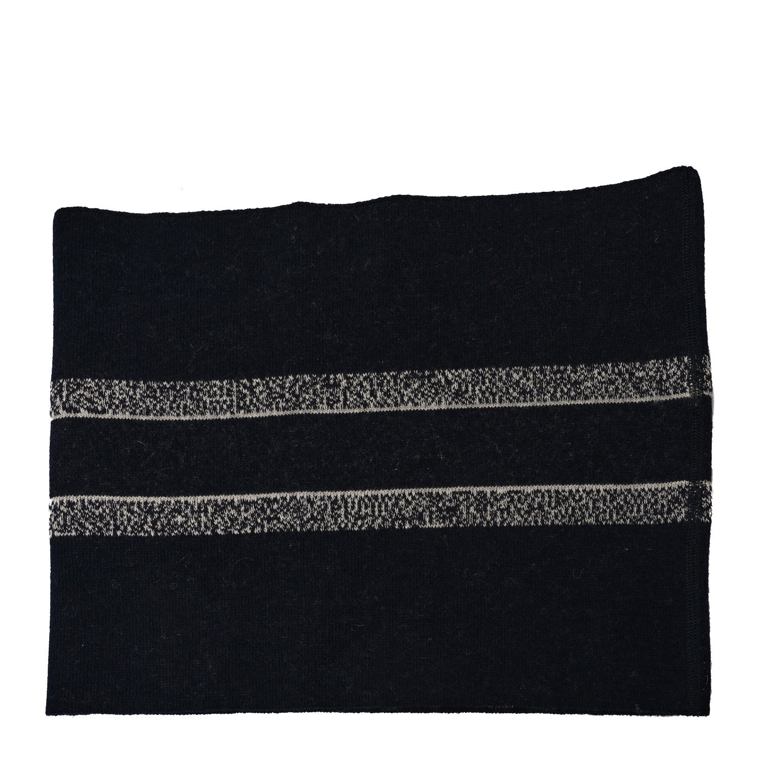 Christian Dior Wool Cashmere Reversible Oblique Snood Blue White 2 of 5