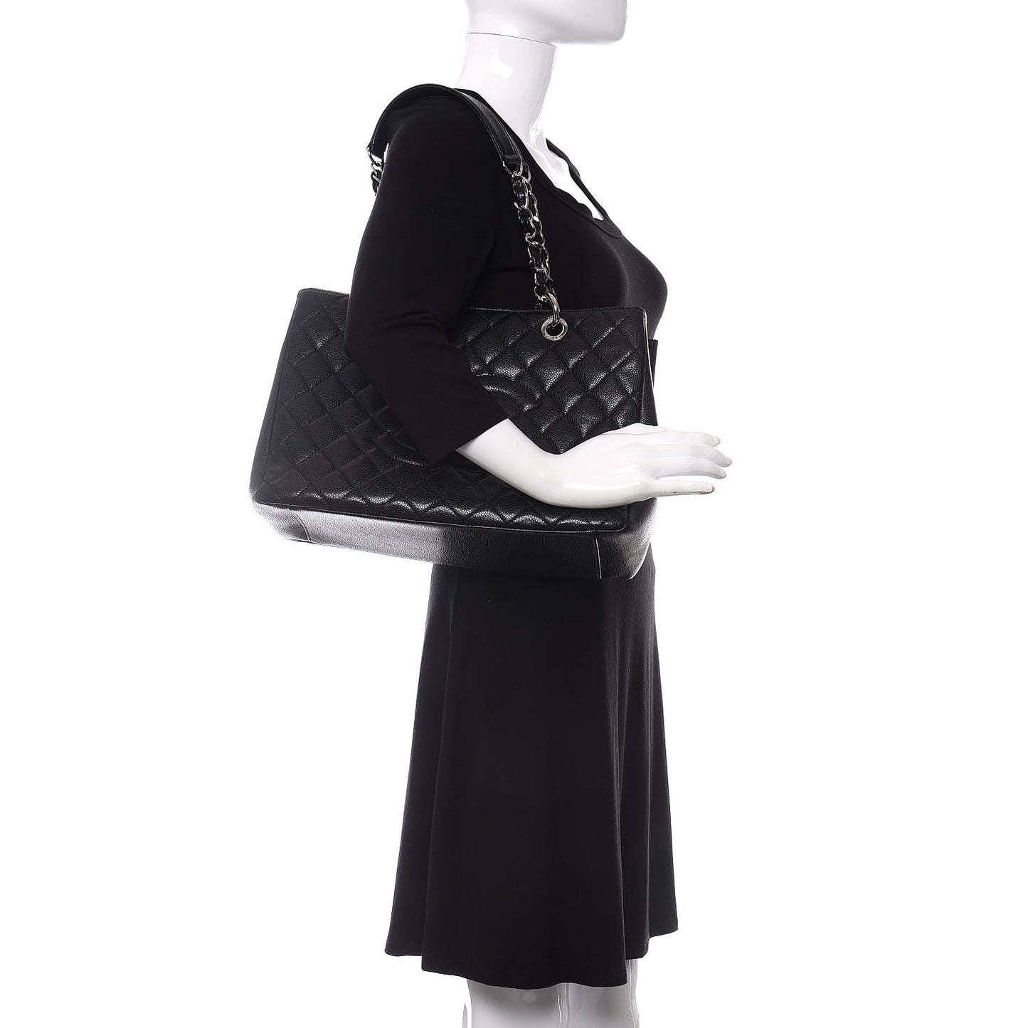 Caviar Quilted Grand Shopping Tote GST Black