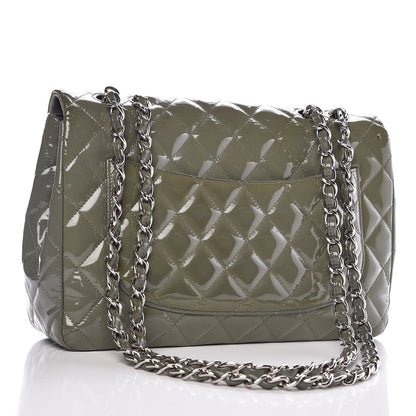 Chanel Patent Quilted Jumbo Single Flap Green 3 of 13