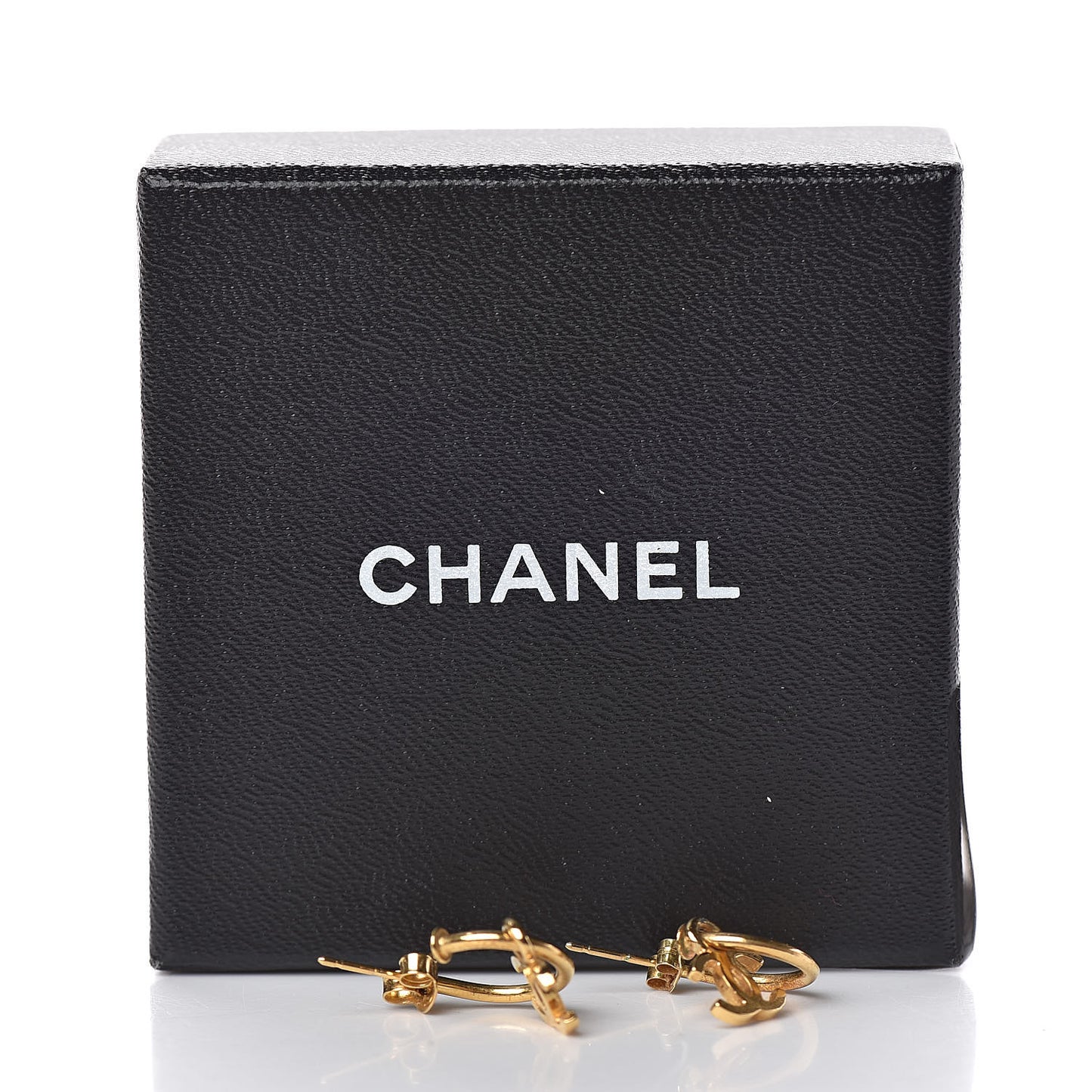 Metal Drop CC Earrings Gold