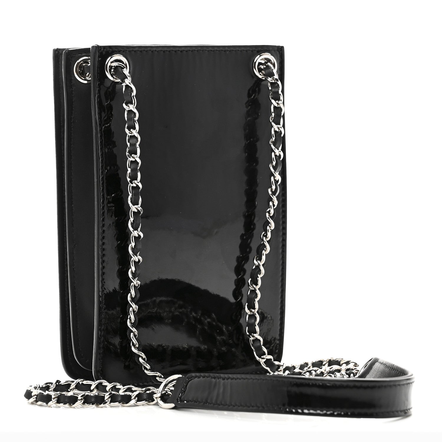 Chanel Patent CC Phone Holder Crossbody Black 1843108 – FASHIONPHILE