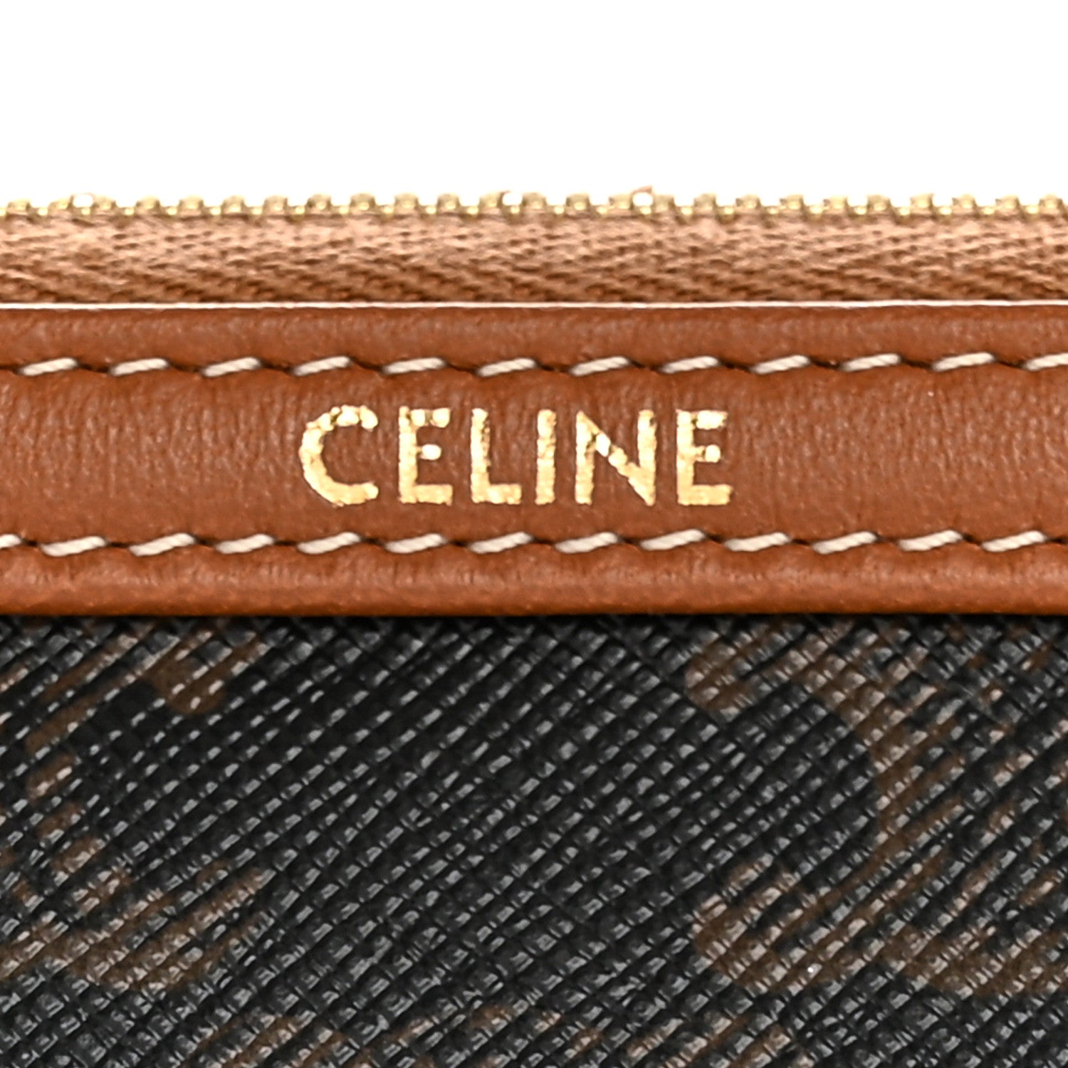 Celine Triomphe Canvas Lambskin Clutch On Chain Tan 9 of 12