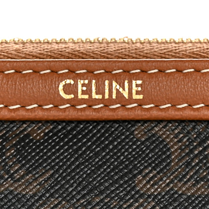 Celine Triomphe Canvas Lambskin Clutch On Chain Tan 9 of 12