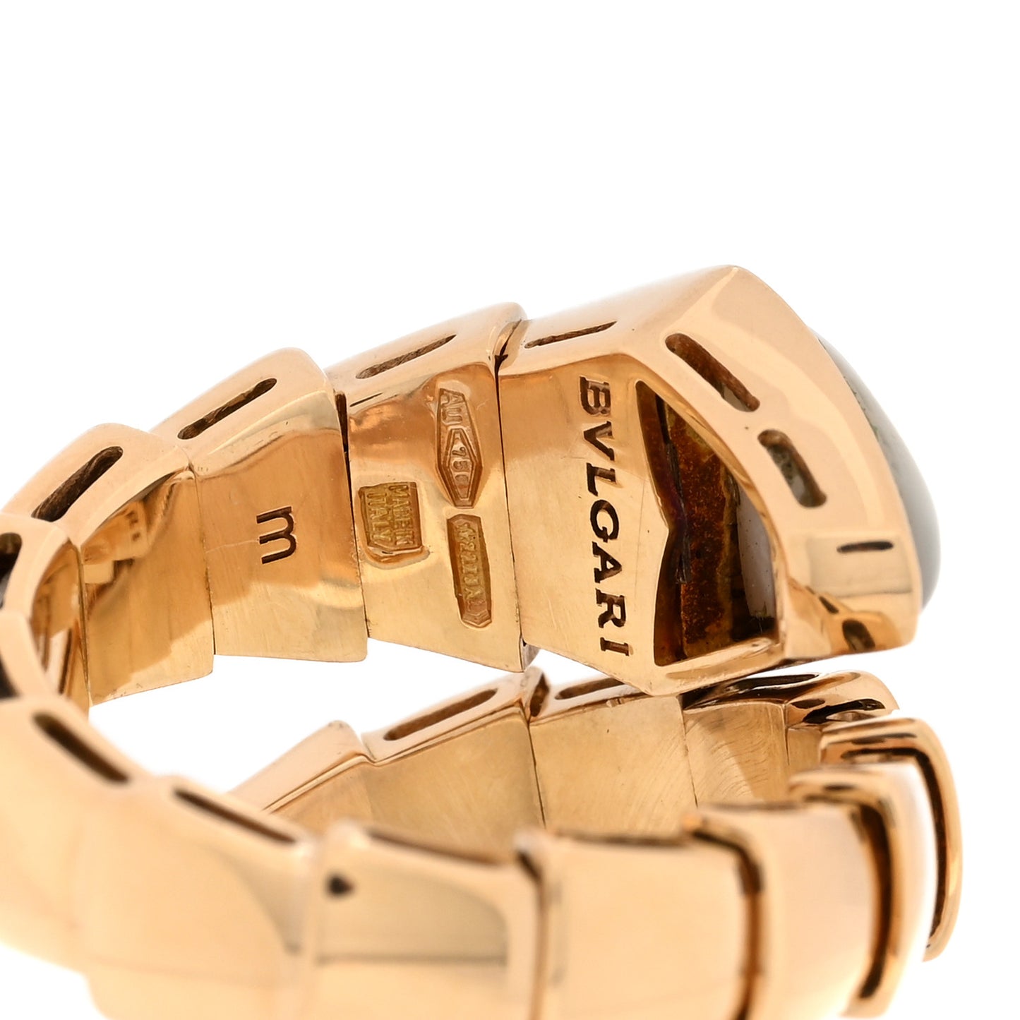 18K Yellow Gold Mother of Pearl Serpenti Ring M