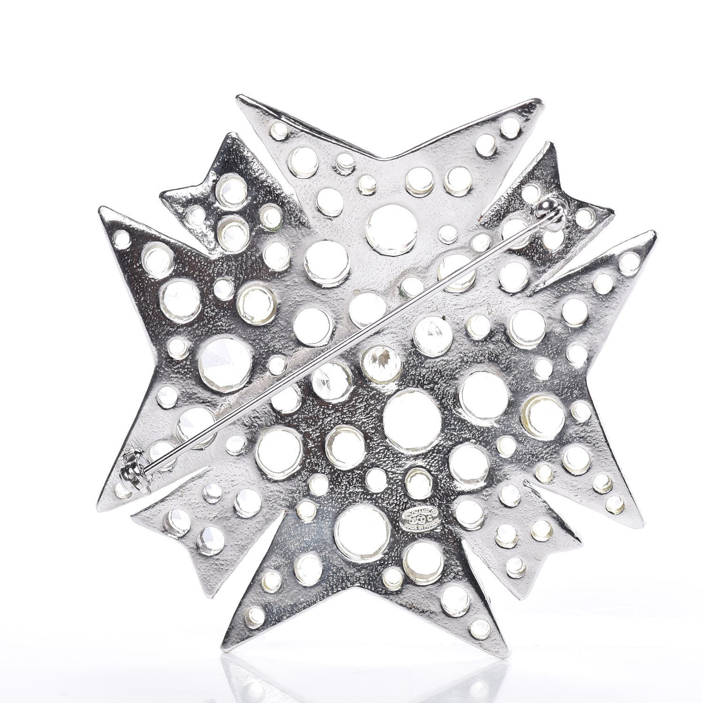 Crystal Pearl Enamel CC Brooch Black