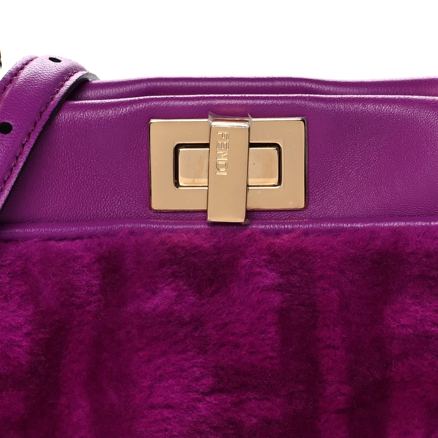 Shearling Nappa Macro FF 1974 Mini Peekaboo Iconic Satchel Bouganville Magenta Lilac