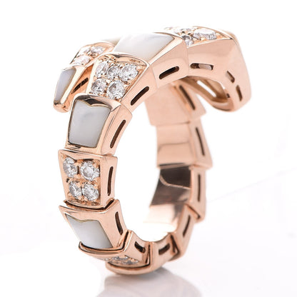 Bulgari BVLGARI 18K Rose Gold Diamond Mother of Pearl Serpenti Ring S 49 5 3 of 6