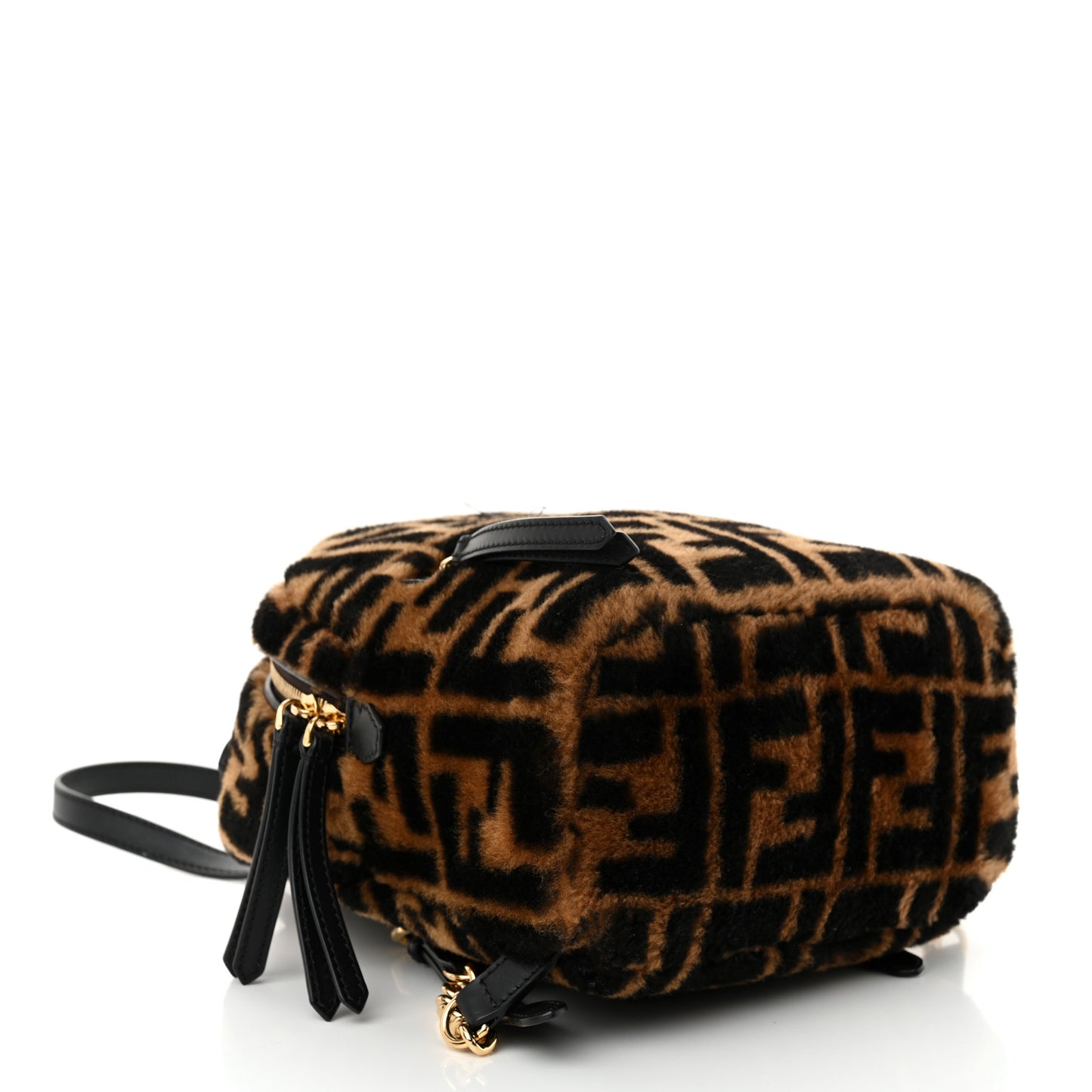 Shearling Macro FF 1974 Mini Backpack Tobacco Black