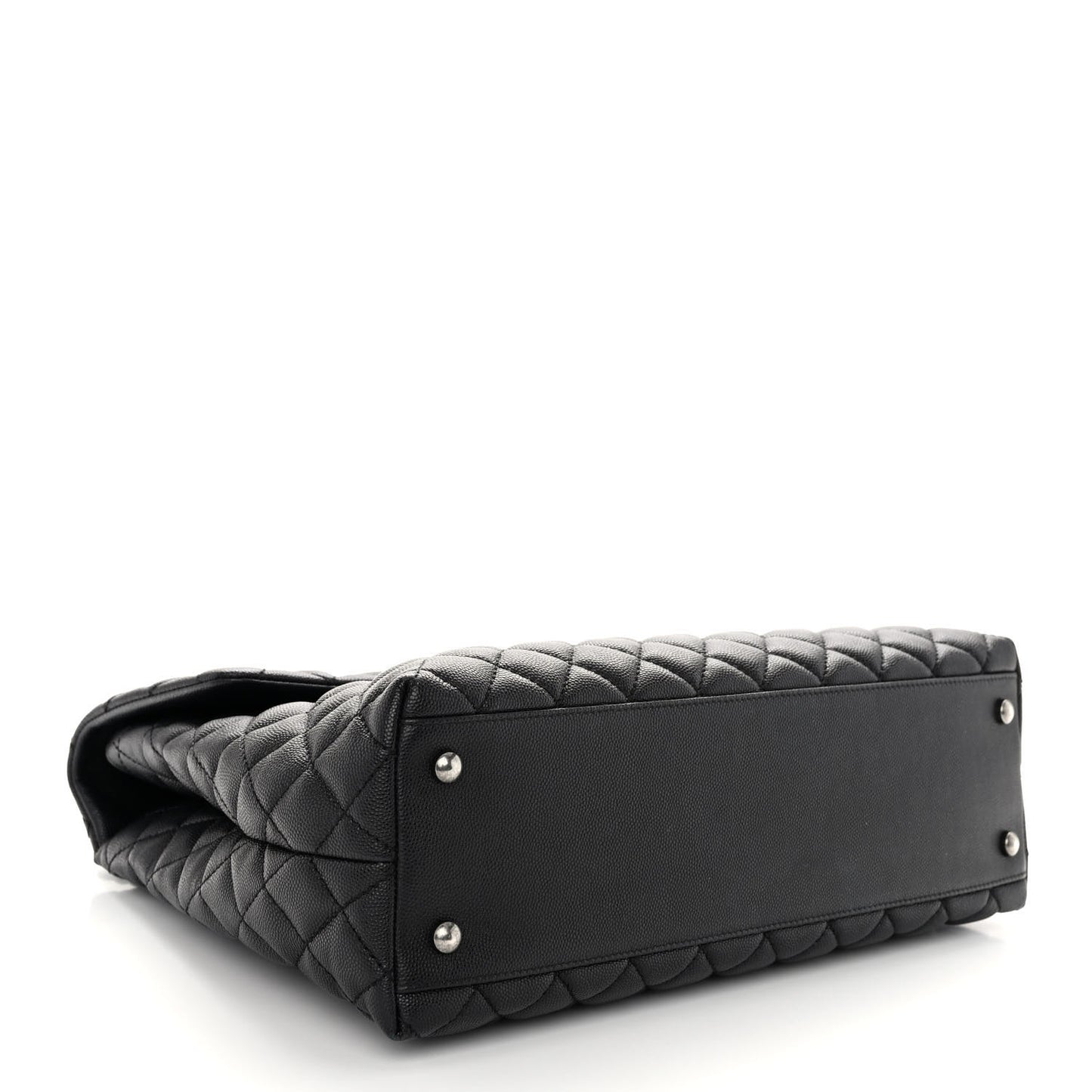 Caviar Quilted Large Coco Handle Flap Black