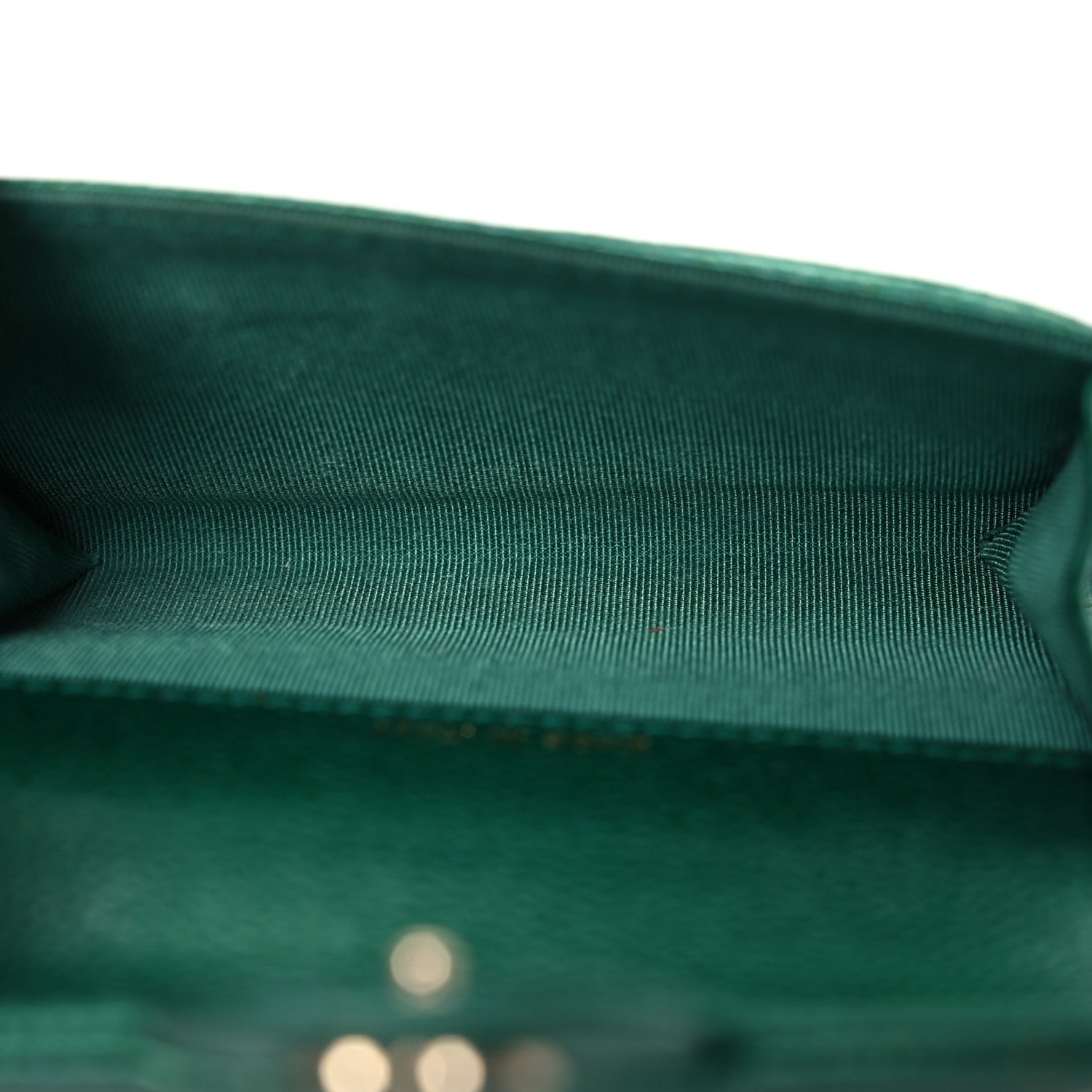 Chanel Metallic Caviar Quilted Flap Card Holder Wallet Green 5 of 13