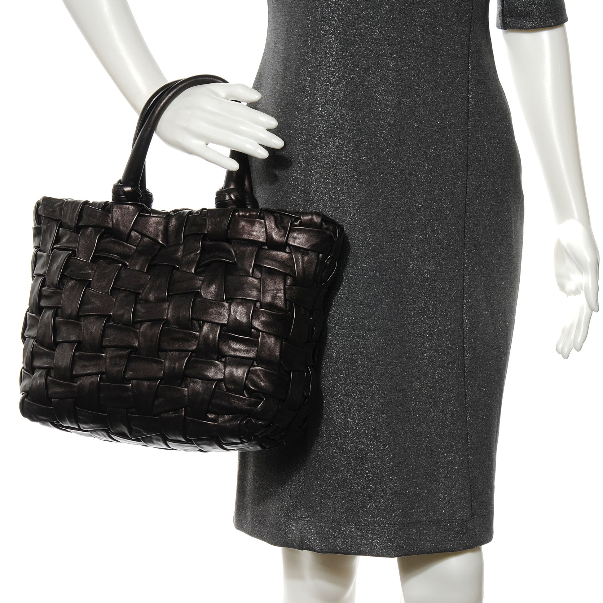 Prada Vitello Mordore Woven Tote Cacao 2 of 7