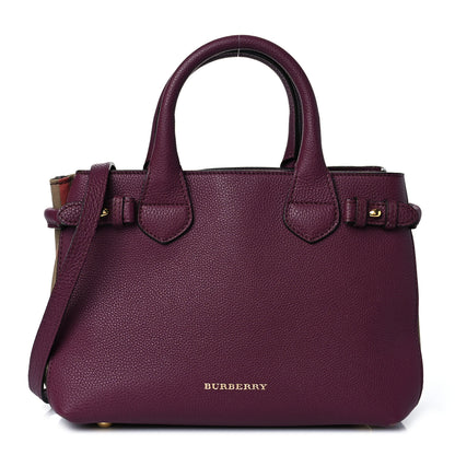 Burberry Grainy Calfskin House Check Small Banner Tote Mahogany Red 2 of 22
