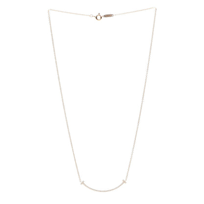 Tiffany 18K Rose Gold Diamond Small T Smile Pendant Necklace 3 of 5
