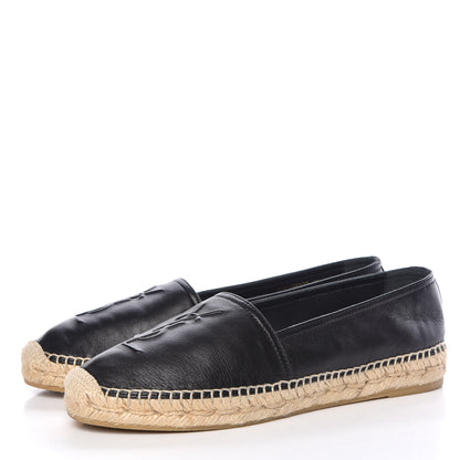 Saint Laurent Lambskin Monogram Espadrilles 37 Black 3 of 10