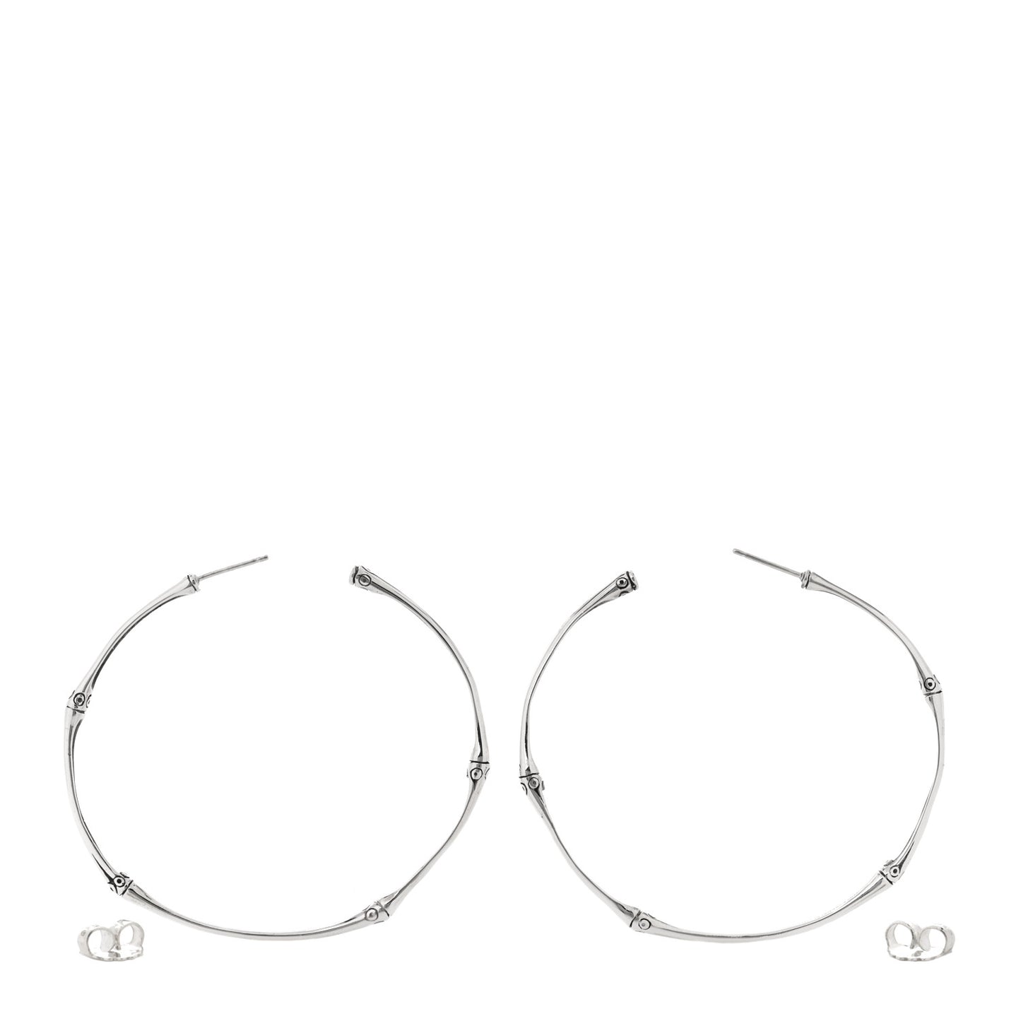 Sterling Silver Large Bamboo Hoop Earrings