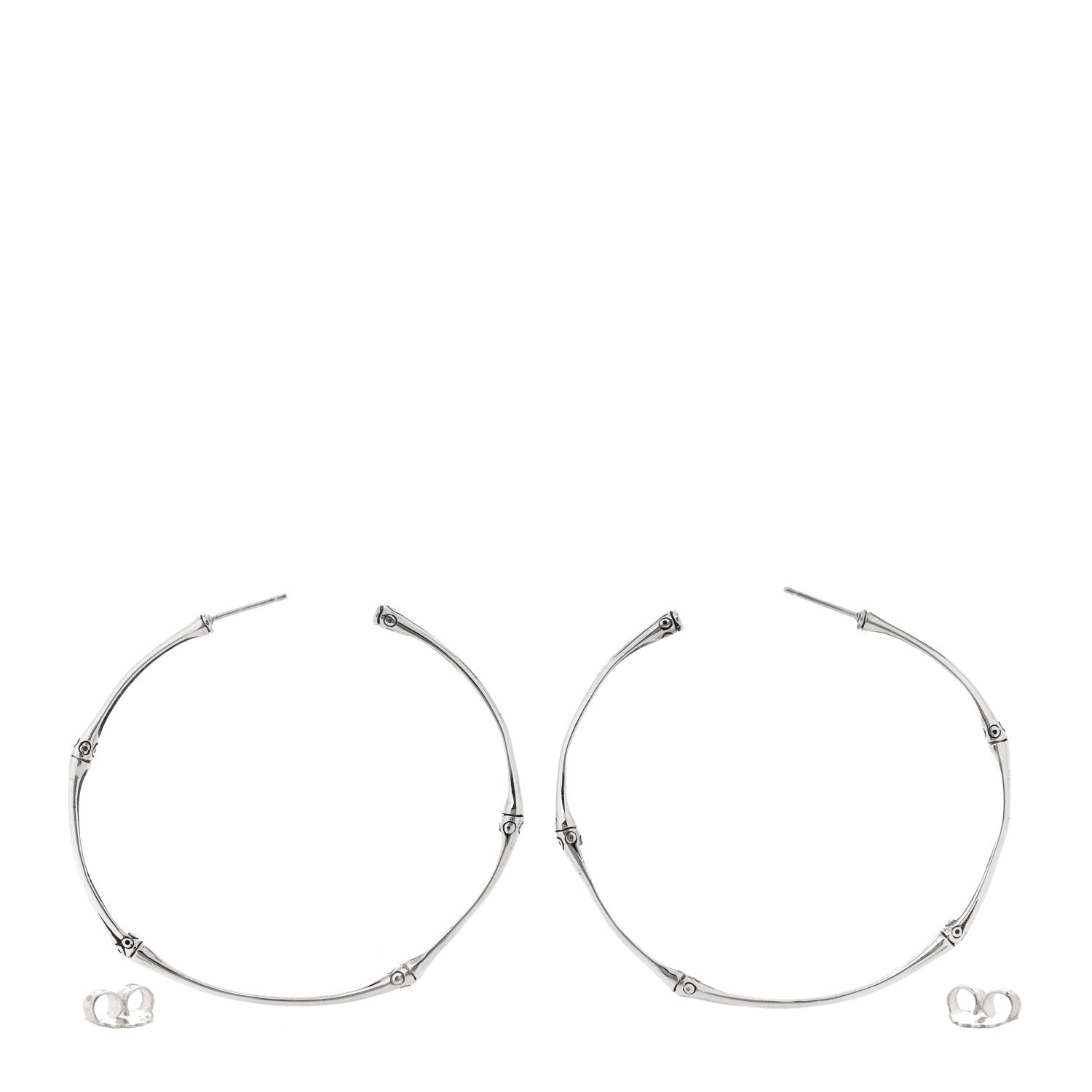 John Hardy Sterling Silver Large Bamboo Hoop Earrings 3 of 5