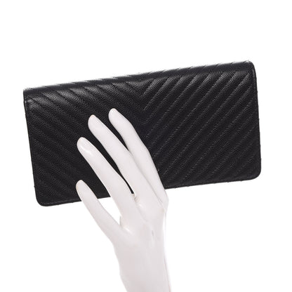 Chanel Caviar Chevron Quilted Yen Wallet Black 2 of 9