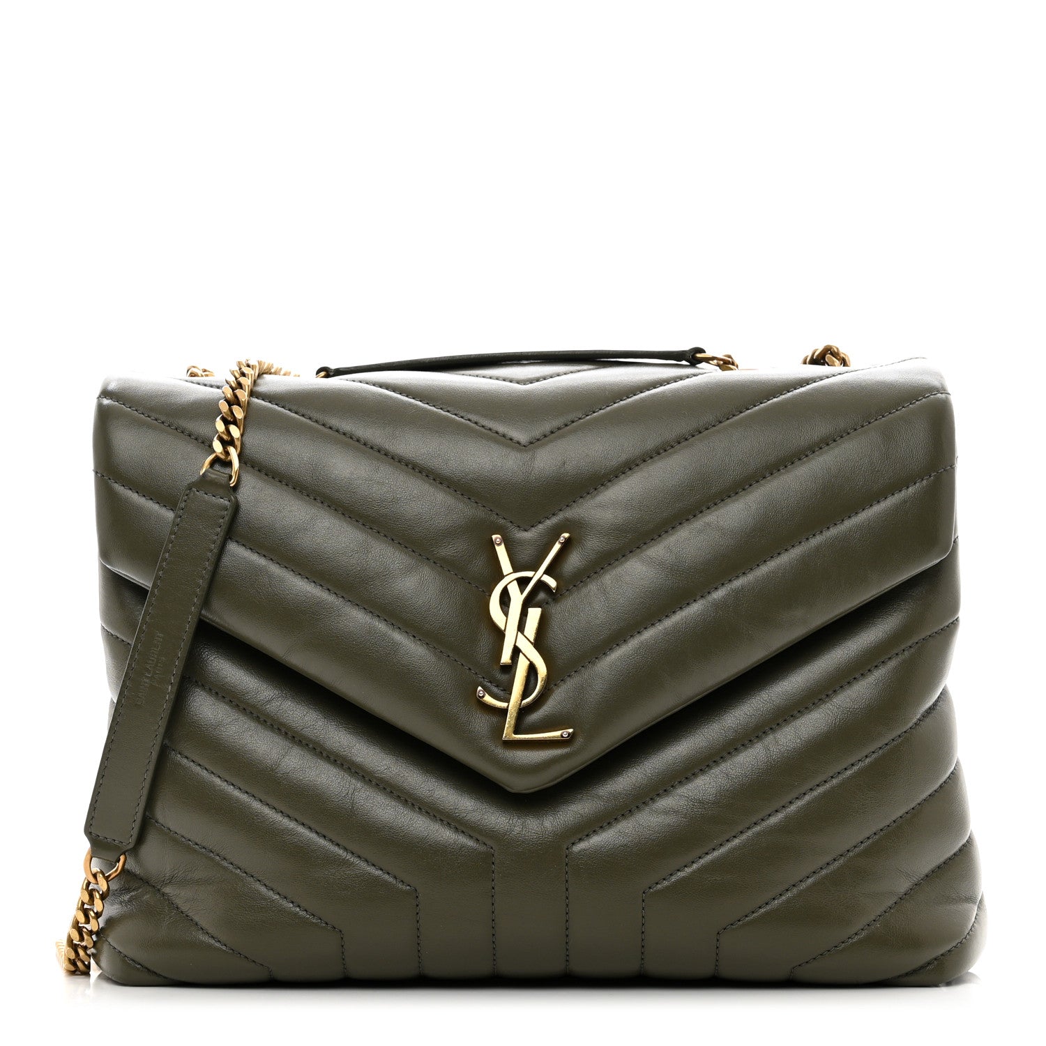 Saint Laurent Calfskin Y Quilted Monogram Medium Loulou Chain Satchel Military Olive 1 of 11