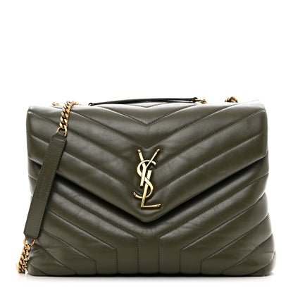 Saint Laurent Calfskin Y Quilted Monogram Medium Loulou Chain Satchel Military Olive 1 of 11