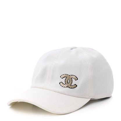 Chanel Cotton Sequin CC Cap Hat Ivory 1 of 8