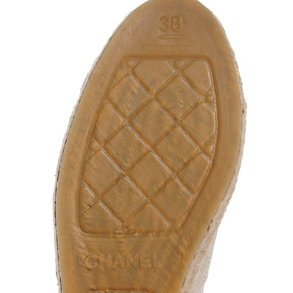 Chanel Toile Sequin CC Espadrilles 38 Beige Black 6 of 8